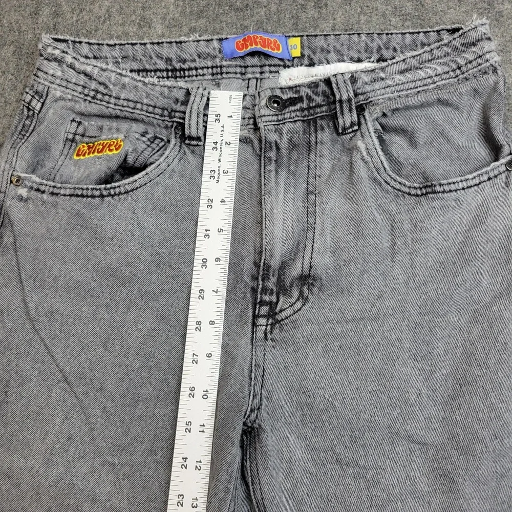 Empyre Jeans Mens 30 Gray Y2k Boho Streetwear Grunge Frayed Hem 2000S Punk Rock